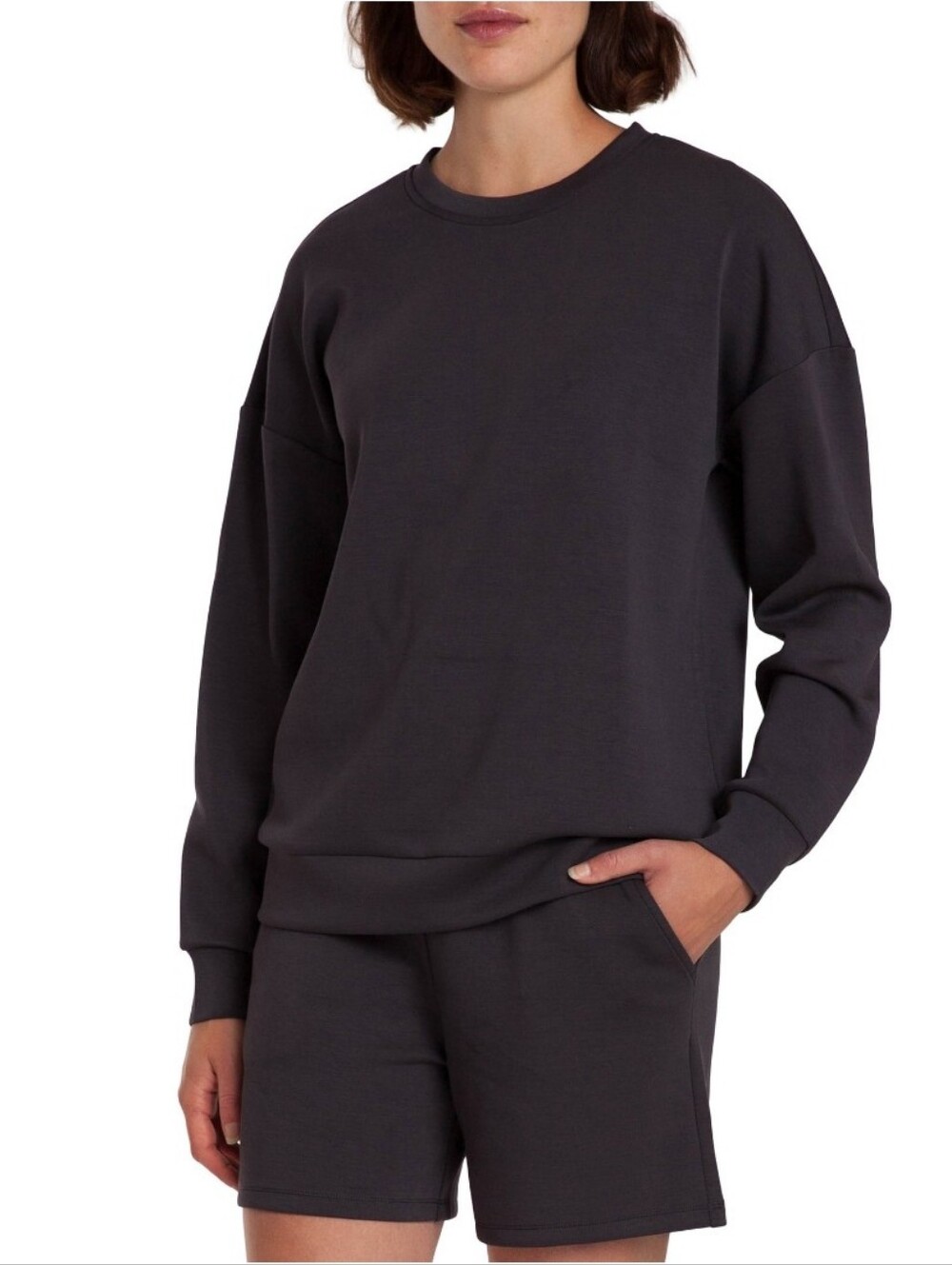 LazyPants Dark Gray Crewneck And Short Set Size M